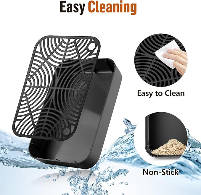 Cat Litter Box Ramp, Litter Box Step Mat with Filter Function for Self-Cleaning Cat Litter Box, Easy to Clean, Cats Pedal Step Stool Ideal for Kitten & Elderly Cats (Black)