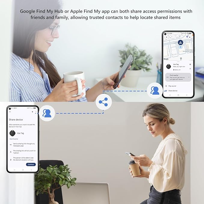 ATUVOS 2025 New Upgraded Dual System Air Tracker Tag-1 Pack, Compatible with iOS Apple Find My & Android Google Find Hub APP (Not for Huawei), Bluetooth Tracker for Keys, Luggage, Backpacks, Suitcases