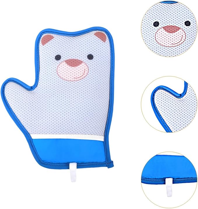 Cat Grooming Glove Brush Pet Hair Remover Mitt,Reusable,Hook Design,Portable Massage Detangling Shedding for Rabbits Clothes, Bear Pattern