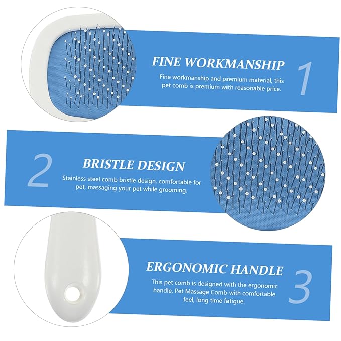 Kisangel 1Pc Pet Massage Comb for Cats Detangling Tool with Protective Tips for Grooming Removing Dead Hair Safe Design for Daily Use Bath Random