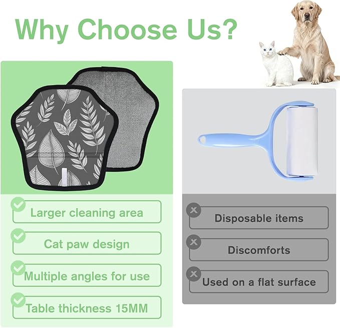Reusable Pet Hair Removal Glove Leaf Plant Magic Brush for Cat & Dog Hair Remover for Car, Sofa, Bedding, Clothes - 9x9 Mitt Washable