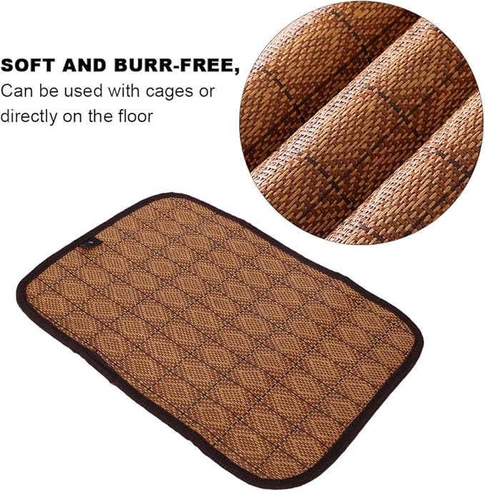 AYNEFY Doublesided Pet Mat Dog Daily Supplies Rattan and Warm Plush Cat Dog Bed for Summer Winter Use with Strong Edging for Cages Or Floor Doublesided Pet Mat Soft Breathable Cooling (XL)