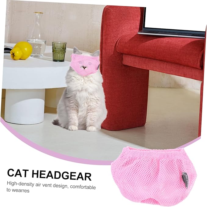 BESPORTBLE Breathable Cat Muzzle for Kittens Biting and Licking PET Supply Adjustable Straps Soft Polyester Cat Mouth Cover for Safe Travel and Grooming