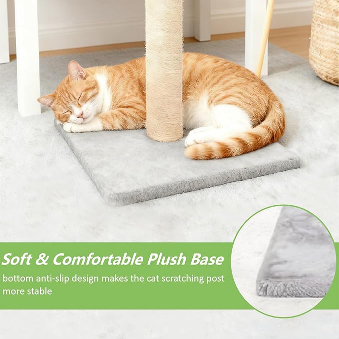 33" Tall Cat Scratching Posts for Indoor Cats, Cat Scratch Post with Nature Sisal, Large Cat Scratcher with Plush Pad, Cute Vertical Cat Post Claw Scratcher Post Tree Covered for Cats at All Ages