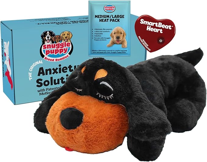 Snuggle Puppy Original for Large Breeds - Heartbeat Puppy for Dogs - Pet Distress Relief and Calming Aid - Comfort Dog Toy - Behavioral Training and Sleep Aid Cuddle Buddy - Rottie/Doberman