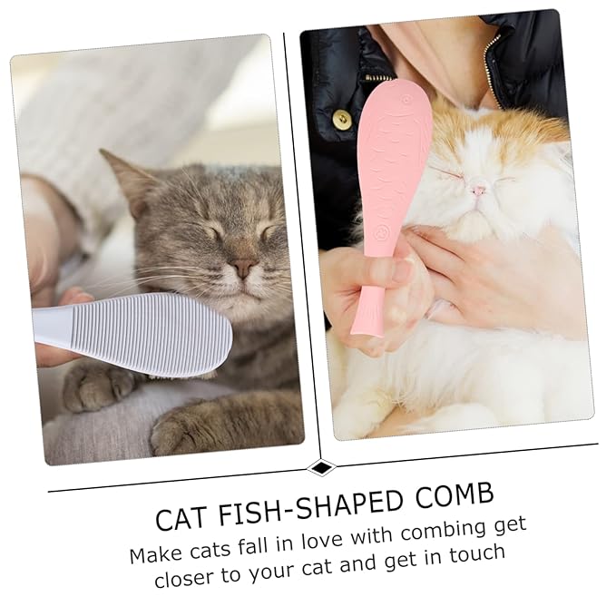 Kisangel 2Pcs Cat Massage Comb Lightweight Cat Grooming Brushes with Tongue Texture Durable Slicker Brush for Shedding and Dandruff Removal for Home