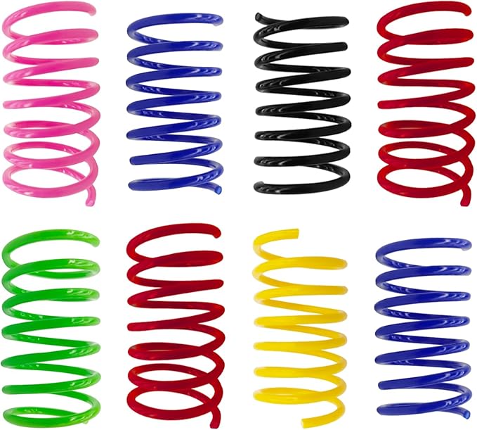 AGYM 6Colors Plastic Spring Cat Toys, 30 Pack Spiral Springs for Indoor Cats to Swat, Bite, Hunt, Interactive Toys for Cats and Kittens