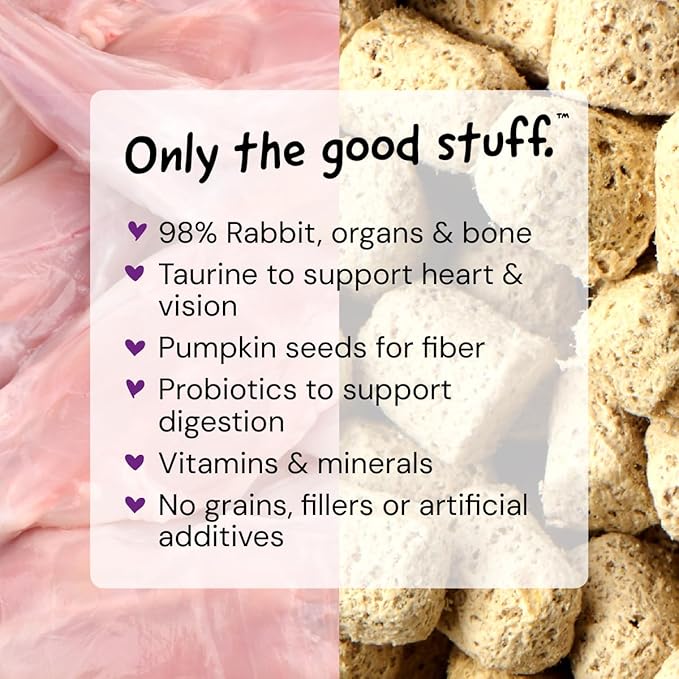 Stella & Chewy's Freeze-Dried Raw Cat Dinner Morsels - Premium Rabbit Recipe with 98% Responsibly-Sourced Meat & Organs - Natural Grain-Free Cat & Kitten Food - Made in USA - 18oz (Pack of 2)