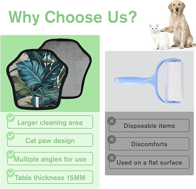Lush Palm Leaf Electrostatic Pet Hair Removal Glove for Cats & Dogs - Reusable Grooming Mitt for Couch, Carpet, Car Seat & Laundry - Large 9x9 Inch