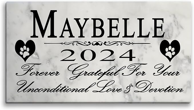 Broad Bay Dog Pet Memorial Gift Stone Solid Marble Personalized Pet Plaque Garden Marker Indoor or Outdoor Grave Headstone 12" x 6" (Forever Grateful)