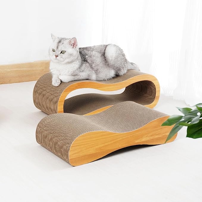 2 in 1 Cat Scratcher Bed, Cat Scratching Board, Cats Scratcher Set, Scratch-Resistant Cat Scratching Post Large (27.5L X 9H in.) Corrugated Cardboard