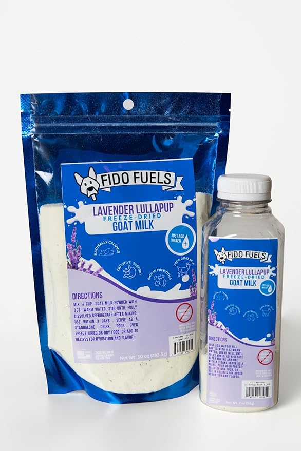 Lavender Lullapup Freeze Dried Goat Milk - 12 oz Bottle with 2 oz Product