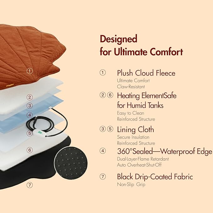 Large Dog Heating Pad Waterproof Electric Heated Pet Beds for Indoor Outdoor, Adjustable Temperature Heated Pet Beds, Washable Red Shall Shaped Cat Heating Pad Non Slip Bottom(47"X37")