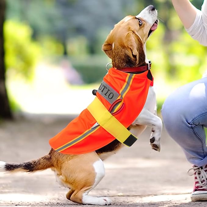 Wear-Resistant Engineer Dog Costume Puppy Clothes Decorative Orange Polyester L Size Festive Pet Supply