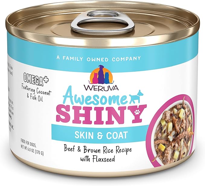 Weruva Awesome Shiny Wet Dog Food, Beef & Brown Rice, 6oz Can (Pack of 8)