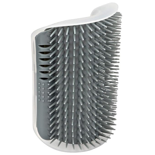 Cat Self Groomer Brush, Plastic Massage Comb with Soft 12.6x8.3cm - Easy Mount Wall Scratcher, Removes Loose Hair, Perfect for Cat Grooming and Play (Grey)