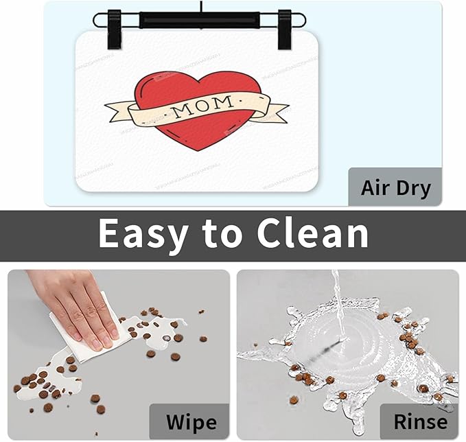 Non Slip Mat for Dog Pet Cat Dog Food Mats Happy Mother's Day Floral Gift for Mom Kc Water Bowl Mat Quick Dry Absorbent Cat Feeding Mats 24x16In