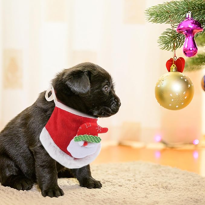 Cabilock Christmas Dog Bandana Knitted Red Small Pet Scarf Washable Xmas Bandana for Dogs and Cats Holiday Party Supplies