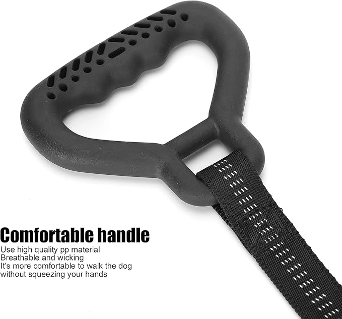 Heavy Duty Dog Leash Collar Set, Adjustable Nylon Leash with Soft PP Handle, Durable Rope Leash Collar for Small Medium Large Dogs, Pet Supply with Elastic Shock (Black)