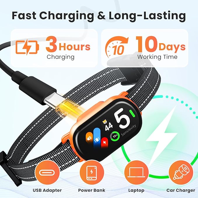 Upgraded Dog Bark Collar, NATGOVOD Smart Barking Collar with 5 Modes & 5 Adjustable Sensitivity & Bark Counter, Waterproof Automatic Shock Collar for Small Medium Large Dogs 10-120lbs