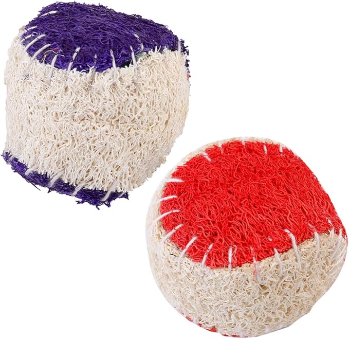 2pcs Dog Chew Natural Loofah Tennis Balls Sturdy Pet Chewing Training for Puppies Interactive Play Ball for Dog Training Supplies Random Color