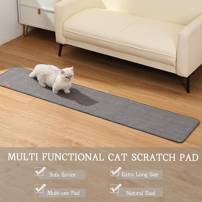 66.93x13.38x0.32 inch Thickened Cat Wall Scratcher Carpet, Cat Climbing Wall, Durable Cat Wall Furniture, Tall Cat Scratching Post, Wall Scratchers for Indoor Cats, Couch Sofa Protector (Grey)