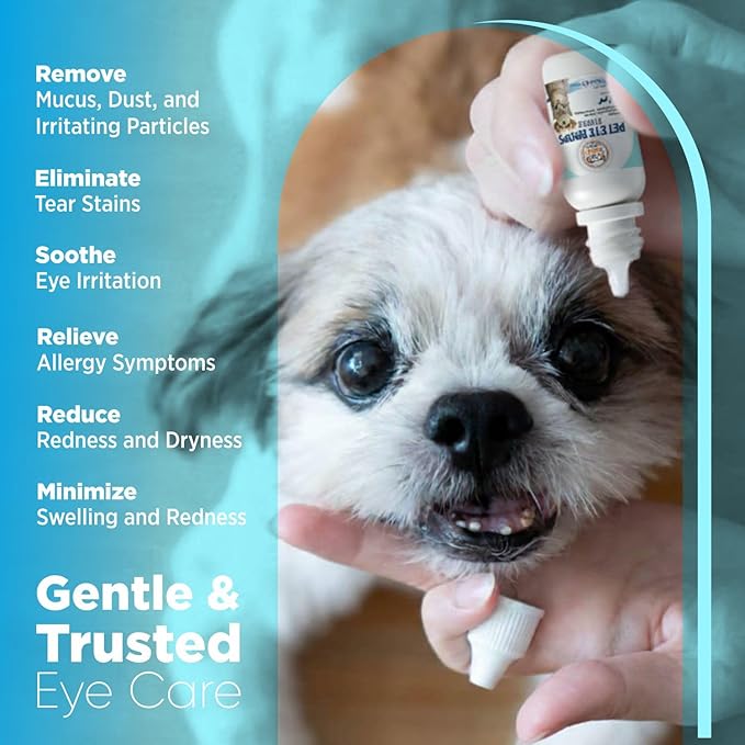 dog eye drops and cat eye drops , pet eye drop , Vet-Recommended Dog Eye Infection Treatment to Soothe Infection Allergy,Relieve Dry Eyes Pink Eyes, Pet Tear Stain Cleaner Horses (0.98 Fl Oz)