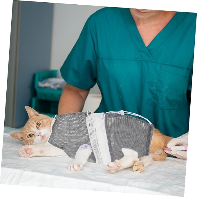Cat Grooming Bag Adjustable Mesh Bathing Sack for Cats Breathable Design for Grooming Nail Trimming and Cleaning Over Months up to Random Color