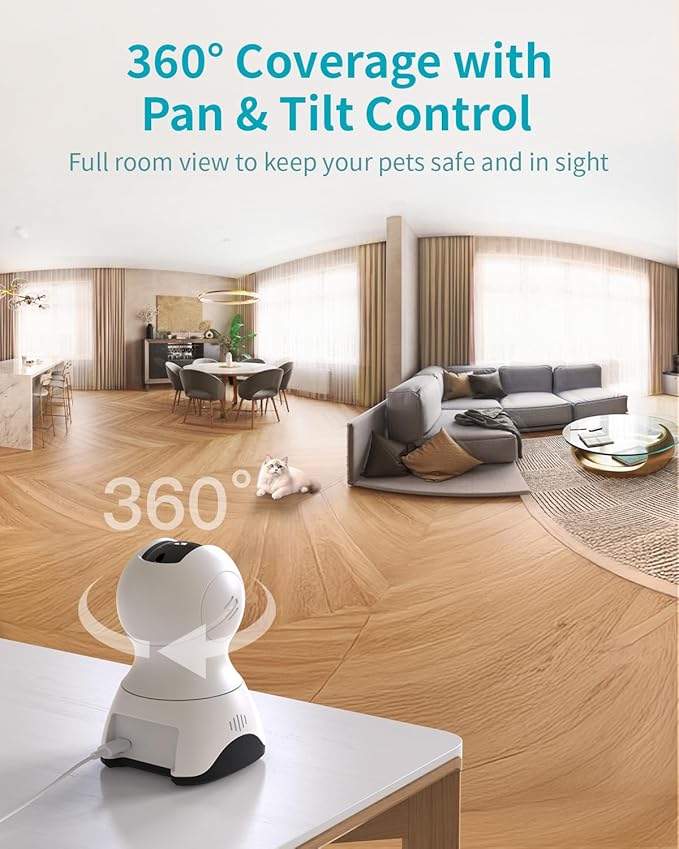 VIMTAG 5G Pet Camera Indoor with Phone APP, 4MP Dog Camera with Speaker, 360° Pan/Tilt Baby Monitor, Security Cameras for Home/Room/Nanny, Dual-Band WiFi, Motion Tracking, 2-Way Audio, Cloud & SD Card