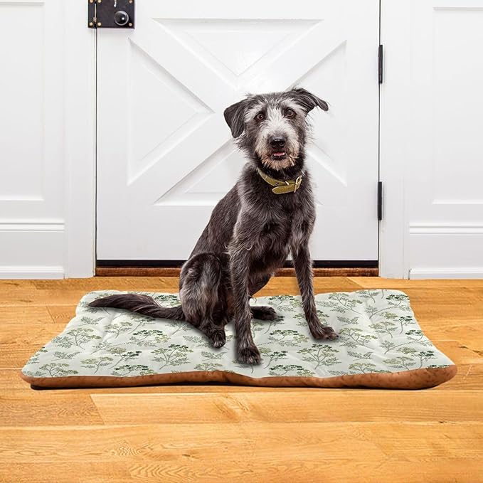 Dog Bed for Crate Washable Pet Sleep Pad, Floral Print Kennel Mat with Non-Slip Bottom, Soft Fluffy Supplies Pet for Dogs and Cats (24x18 inch)