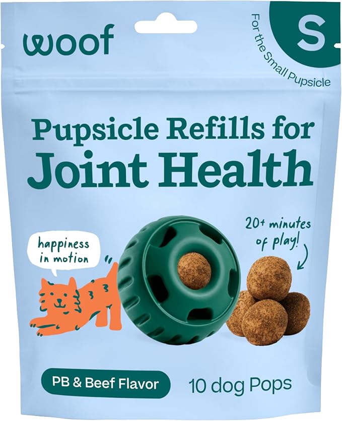 WOOF Hip & Joint Pupsicle Refill Pops - Dog Supplement for The Pupsicle Toy to Support Joint Health, Recovery, and Mobility - Small Pops