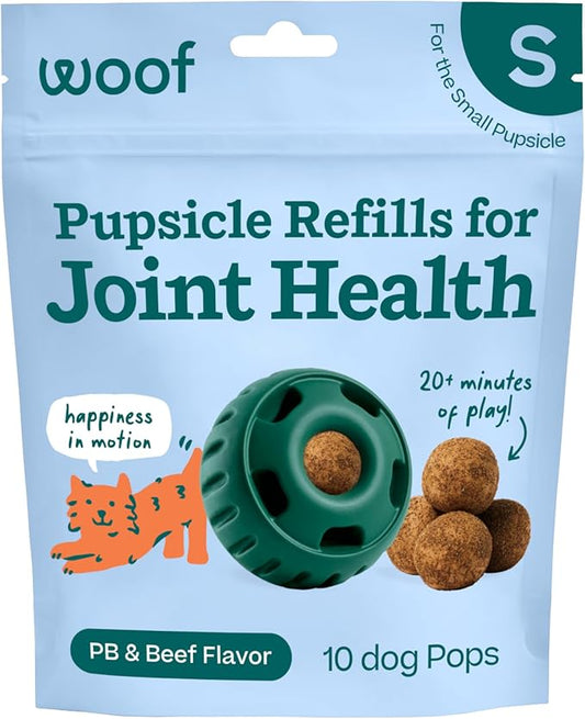 WOOF Hip & Joint Pupsicle Refill Pops - Dog Supplement for The Pupsicle Toy to Support Joint Health, Recovery, and Mobility - Small Pops
