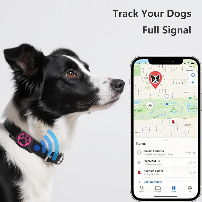 2-Pack Airtag Holder for Dog Collar, Waterproof Silicone Protective Case Cover, Anti-Lost Tracker Universal Fit for All Width Pet Collars (Rose Red&Blue)