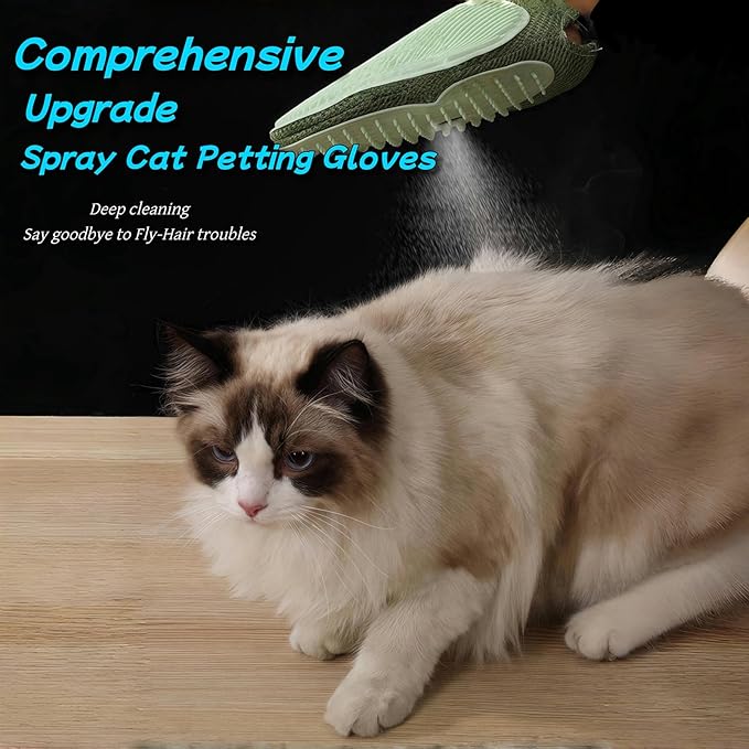 All-in-One Grooming Mist Glove for Pets,2025 Pet Hair Remover Glove,Cat and Dog Grooming Gloves, Cat Brush Glove for Bed Sheets Couch Clothes Carpet Car Seat,Pets Spray Gloves Deshedding Tools (Blue)