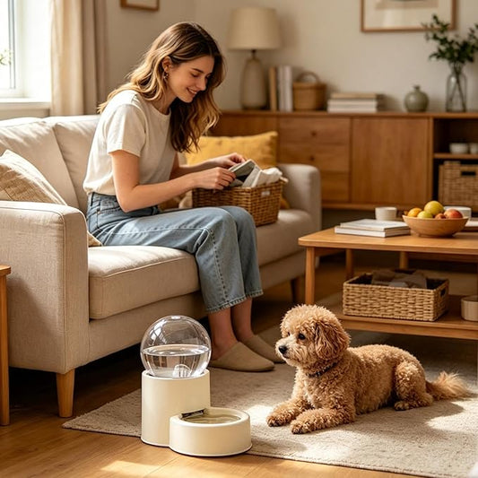 Automatic Cat Feeder | Automatic Dog Food Dispenser | Large Capacity Puppy Water Drinker for Indoor Patio, Living Room, Home, Holidays, Travel and Home
