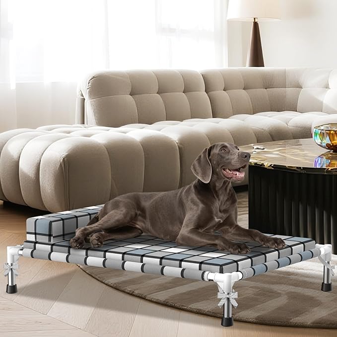 Elevated Raised Lifted Dog Bed Elevated Dogs Bed with Bolster & Cushion Mat Raised Pet Couch Bed with Pillow for Indoor Outdoor