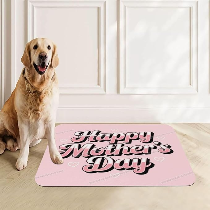 Dog Food Mat Dog Mat for Food and Water 24x16In Happy Mother's Day Floral Gift for Mom Fl No Stains Cat Pet Feeding Mats Water Bowl Messy Drinkers