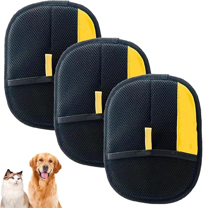 Pet Gloves, Electrostatic Pet Hair Remover Gloves, Reusable Double-Sided Grooming & Cleaning Glove for Cats/Dogs, Furniture, Carpet & Car Seats