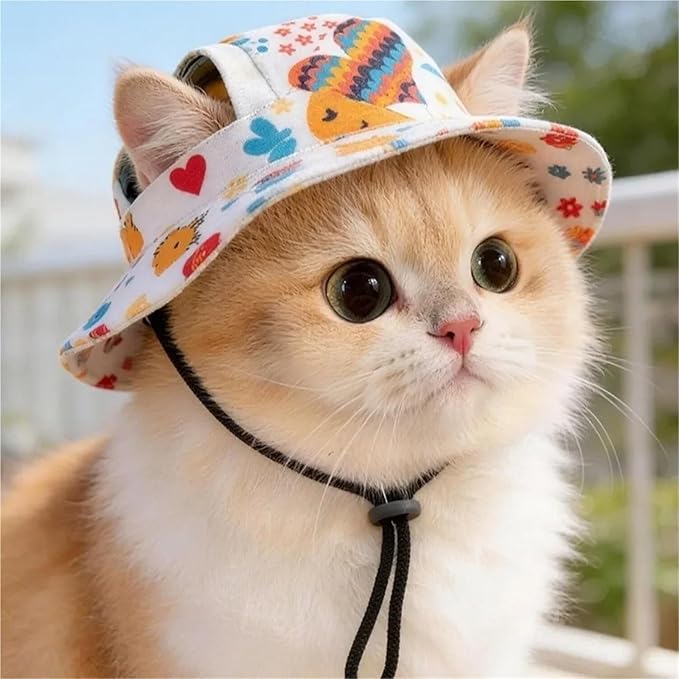 2pcs Cute Adjustable Dog Fisherman Hat - Breathable Pet Sun Hat for Outdoor Travel Supplies(Orange,Small)