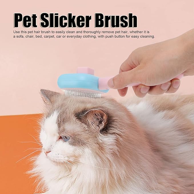 Pet Slicker Brush, Self Cleaning Massage Prevent Slip Dog Cat Grooming Comb, Cat Grooming Brush Self Cleaning Slicker Pet Massaging Tool for Shedding Hair, default, defult