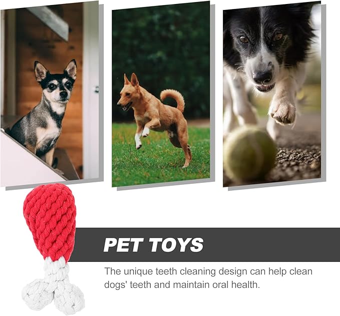 Amosfun Handmade Woven Chicken Drumstick Dog Chew, Small Cotton Rope Sturdy Puppy Teething for Interactive Play, Pet Supplies for Small and Medium Dogs