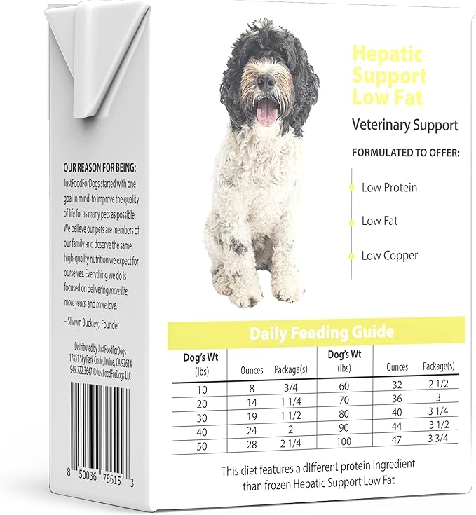 JustFoodForDogs Vet RX Pantry Fresh Prescription Dog Food, Human Grade, Vet Recommended Fresh Pet Meal or Topper, Limited Ingredient, Prescription Diet, Hepatic Support Low Protein, 12.5oz- 12 Pack