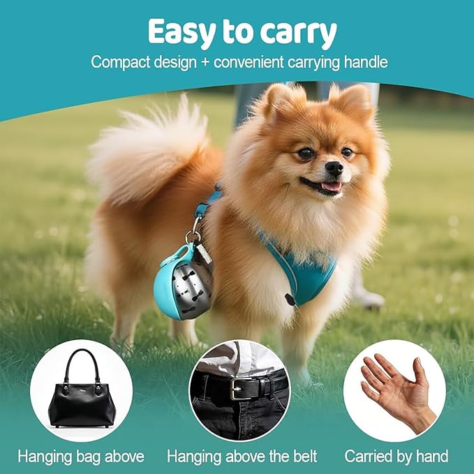 Pet Printed Stainless Steel Water Bottle (285 ml) for Dog and Cats Supplies, Outdoor Dog Walking Foldable Portable Water Cup, Pet Water Bottle (Blue)