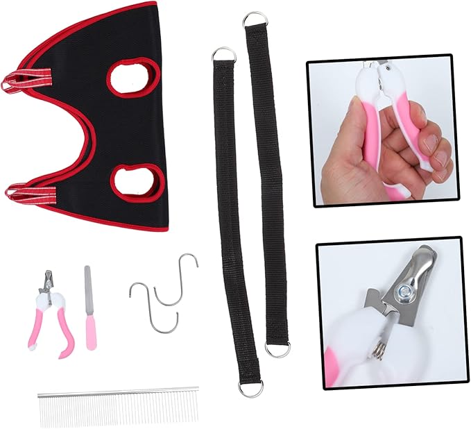 BESPORTBLE Grooming Essentials Kit Pet Nail Clippers Comb File Cat Dog Nail Trimming Tools Included in Grooming Hammock Set Random