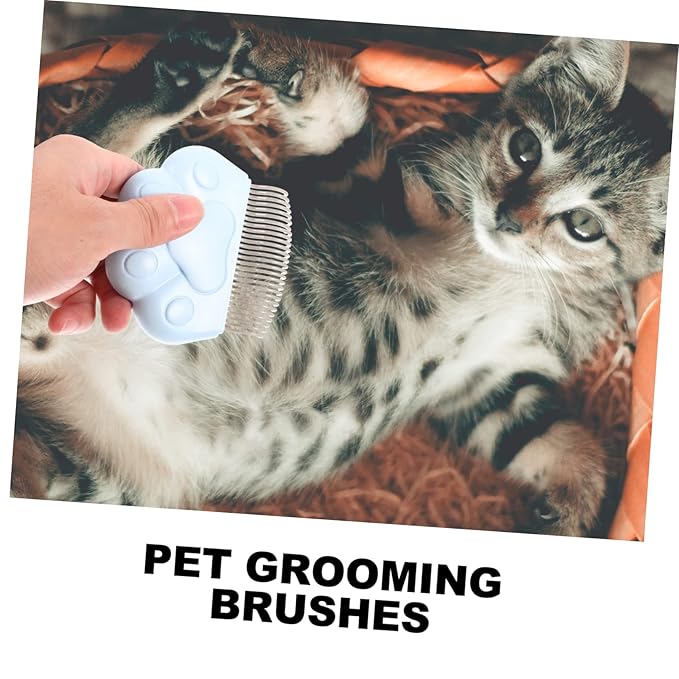 2pcs Cat Grooming Combs for Pet Hair Removal High Density Curved Daily Use for Cats and Dogs Gentle Skin Blue Color