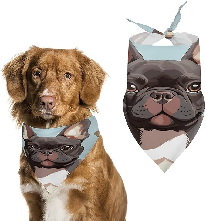 Dog Bandana Spring Pet Scarf Adjustable Triangle French Bulldog Dog Cute Printing Dog Bib Washable Polyester Puppy Bandana for Small Medium Large Dogs Cat Birthday Party Supplies