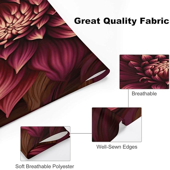 Dog Bandana Spring Pet Scarf Adjustable Triangle Wine Red Artistic Flower Printing Dog Bib Washable Polyester Puppy Bandana for Small Medium Large Dogs Cat Birthday Party Supplies
