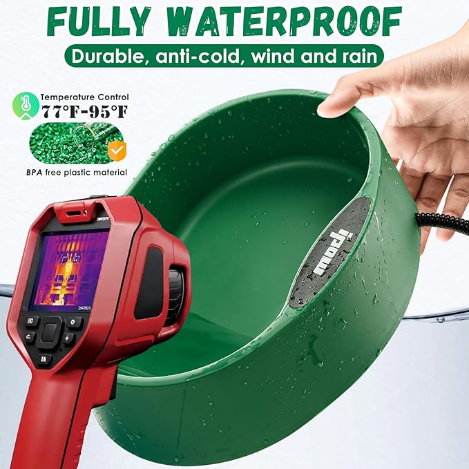 IPOW 3.5L Pet Heated Water Bowl - Keep Water Warm at 77-95℉ for Cats & Dogs, Durable THeated Dog Bowl with Anti-Chew & Waterproof Cord, Perfect for Winter & Outdoor Use