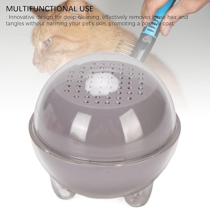 Pet Massage Brush, Comfortable Grip and Efficient Design Gentle Remove Loose Hair Pet Grooming Cleanup Comb for Short Haired Dogs and Cats(Gray) (Gray)