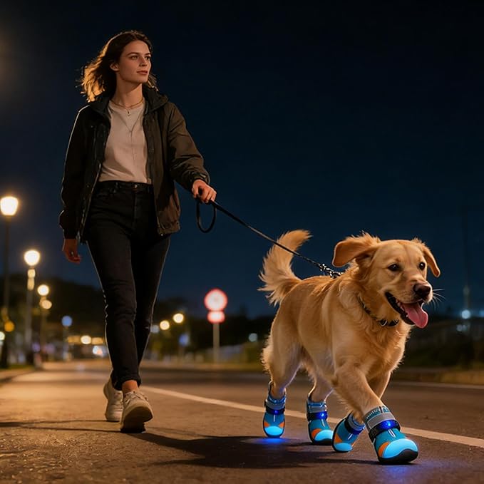 Luminous Cat Shoes | Breathable Non-Slip Pet Supplies | Bright Boots with Lights for Cats for Training and Safety on Night Walks on Hot Asphalt